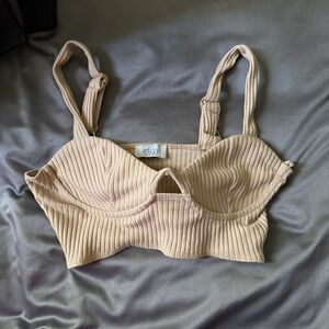 Oh Polly Ribbed Tan Bralette